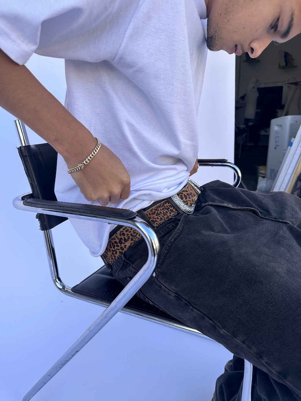 Cheetah Print Cow Hide Belt