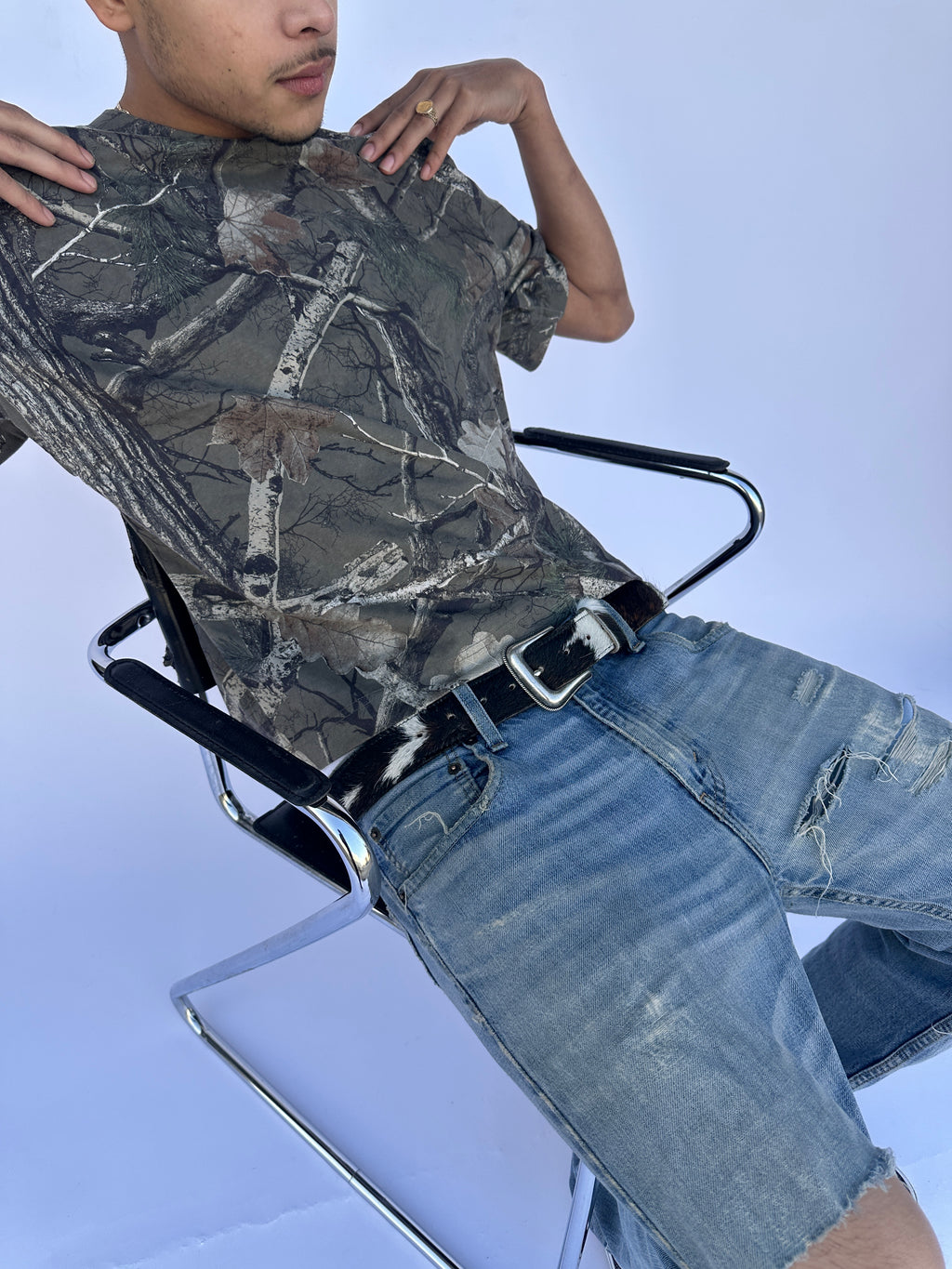 Fur-on Cow Hide Belt