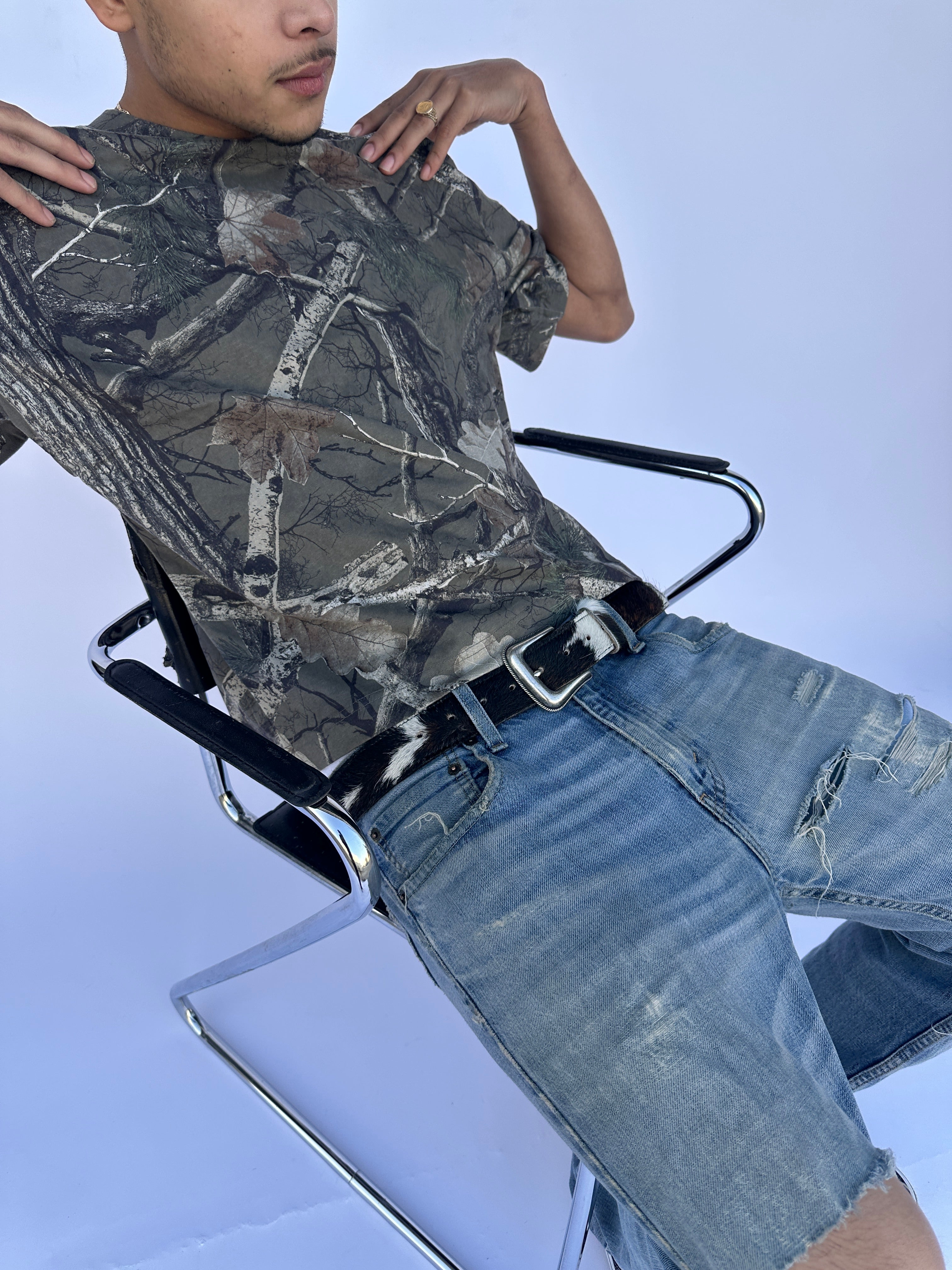 Fur-on Cow Hide Belt