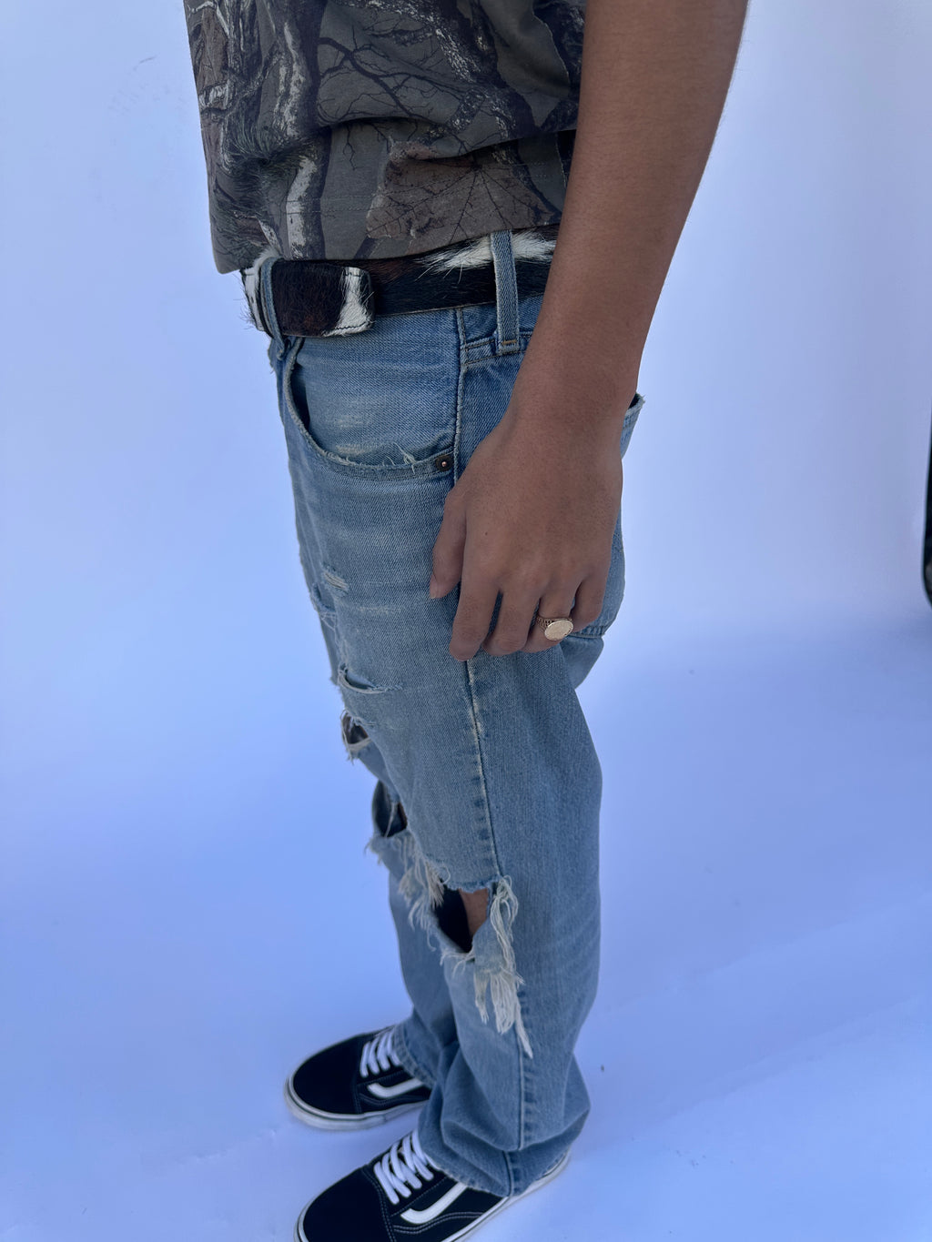 Fur-on Cow Hide Belt