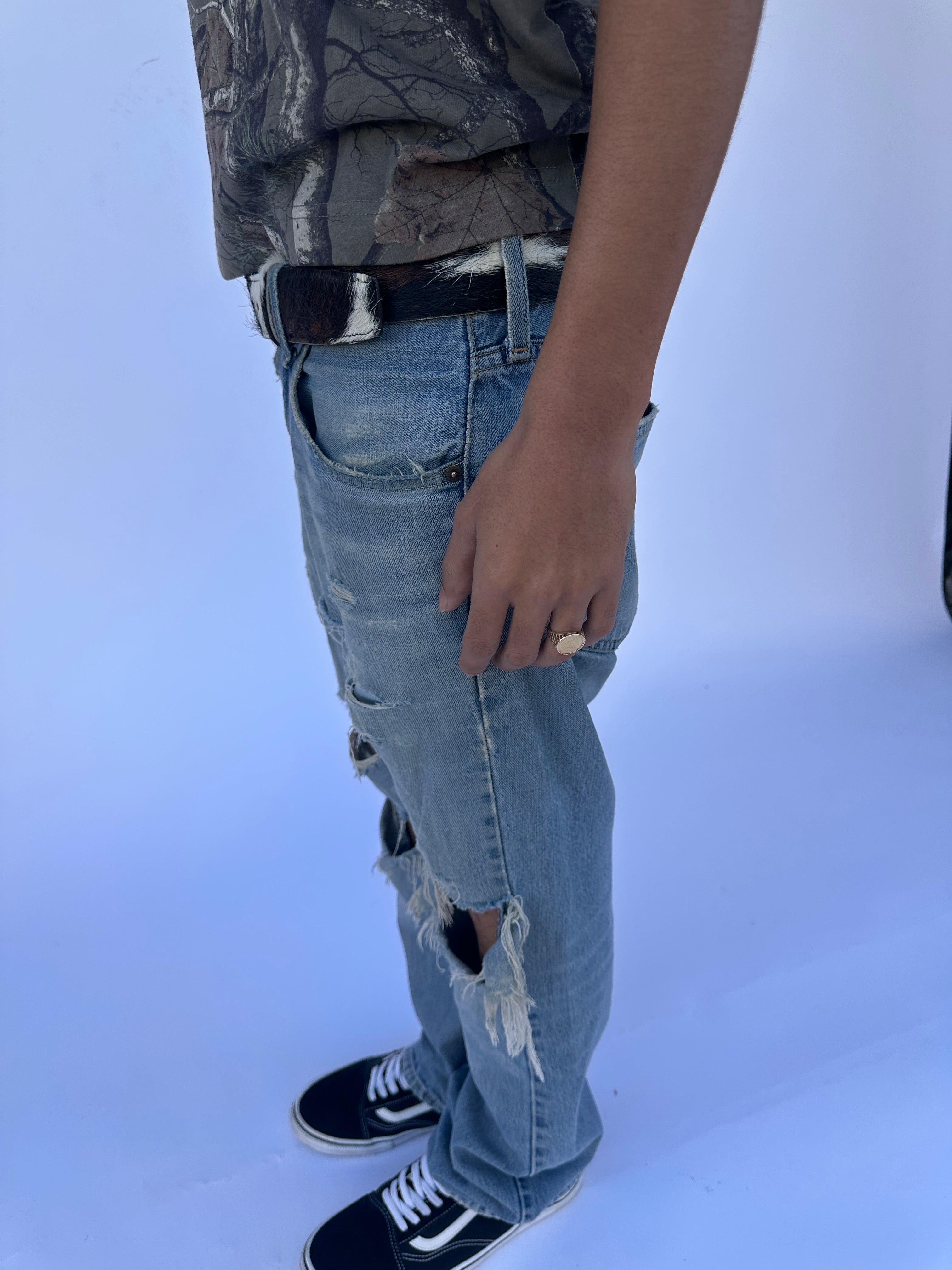 Fur-on Cow Hide Belt