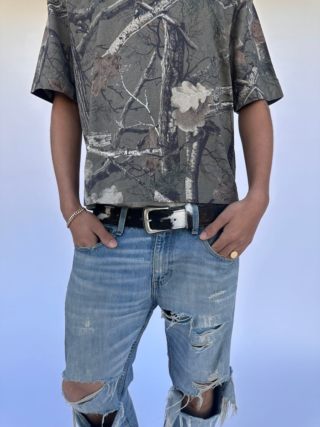 Fur-on Cow Hide Belt